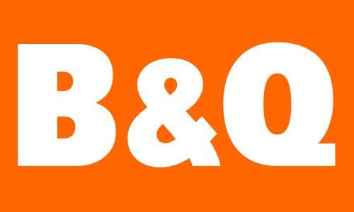 B&Q logo featuring bold white text on an orange background