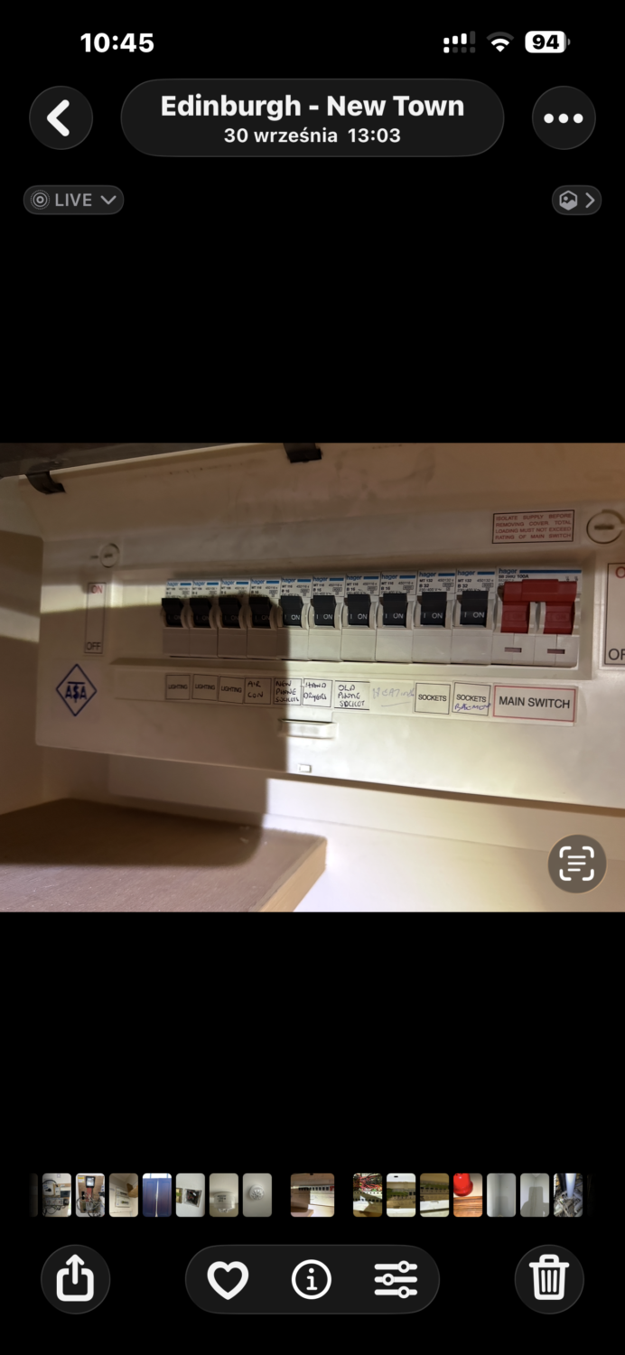 Older fuse box with cover open
